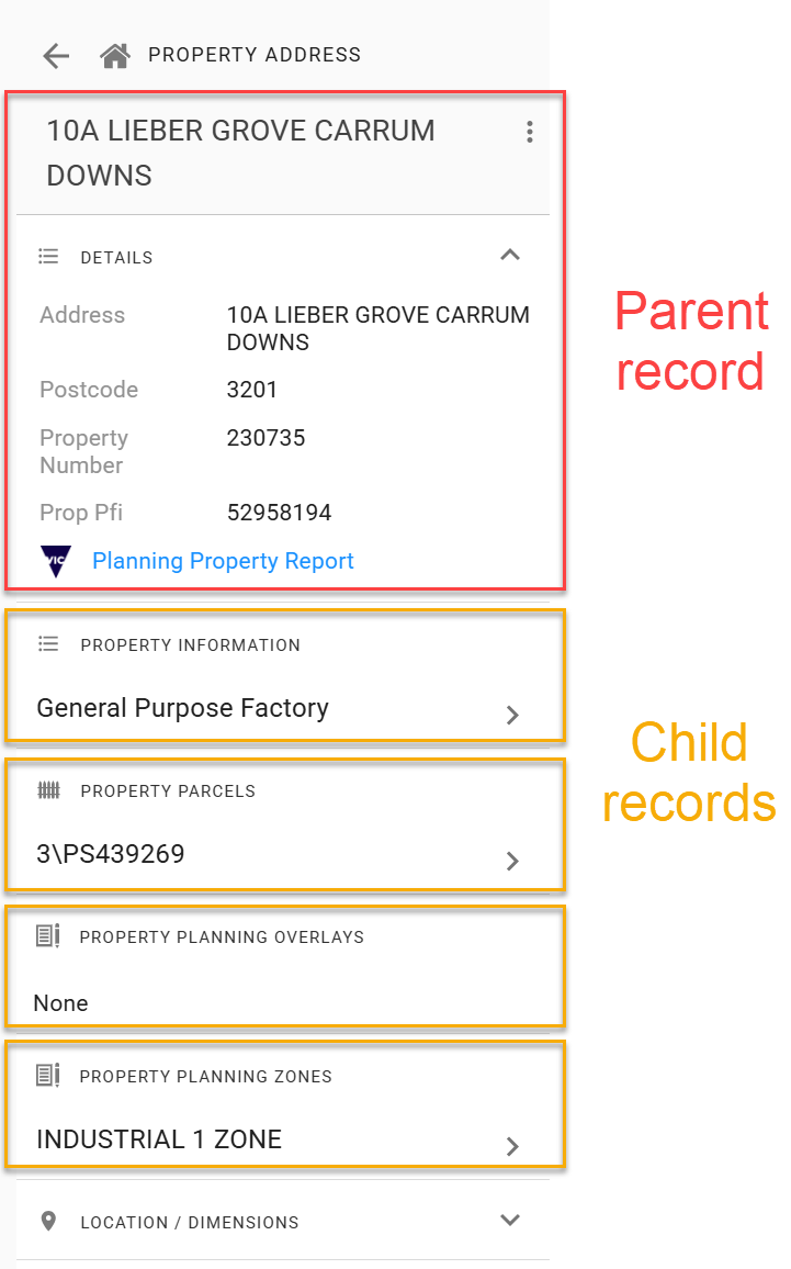 Parent and child records