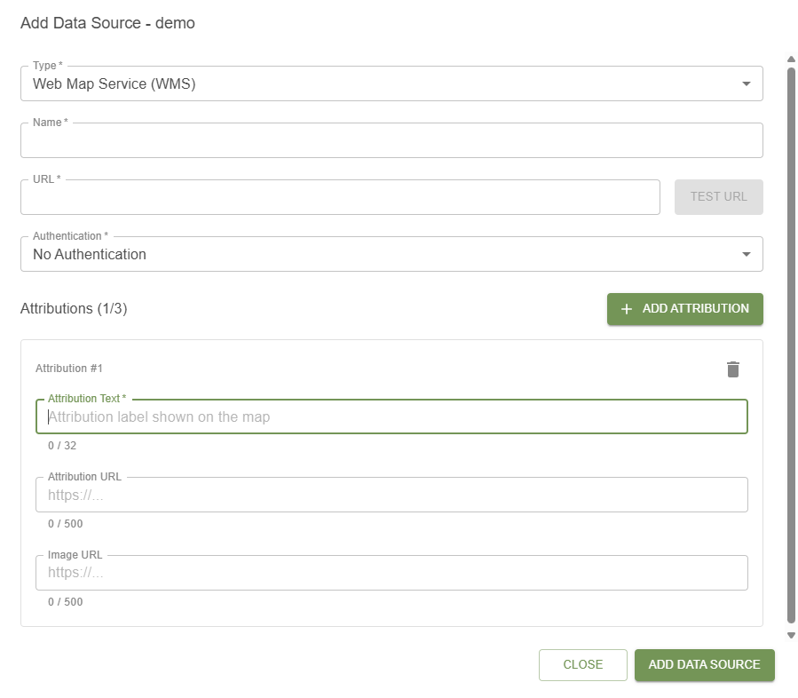 Add Data Source dialog allows for attribution
