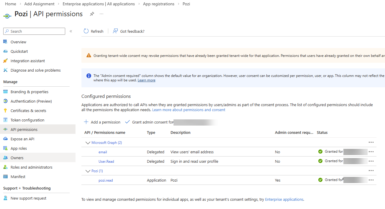Entra API permissions